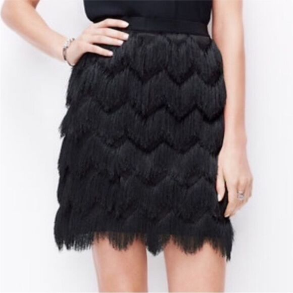 BCBGMaxAzria Black fringe  Mini Skirt, S - Picture 1 of 9